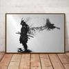Японский черный самурай с вороном, постеры и печать, черно-белая настенная живопись на холсте для гостиной, декор Cuadros