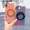 KEYSION Магнитный чехол для телефона с кольцом-подставкой, вращающимся на 360°, для MagSafe, для iPhone 17e 16e, TPU+PC, Лазерный градиент, Ударопрочная задняя крышка