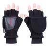 Women Men Winter Polar Fleece Half Finger Flip Gloves Double Layer Thicken Touch Screen Fingerless Convertible Mittens