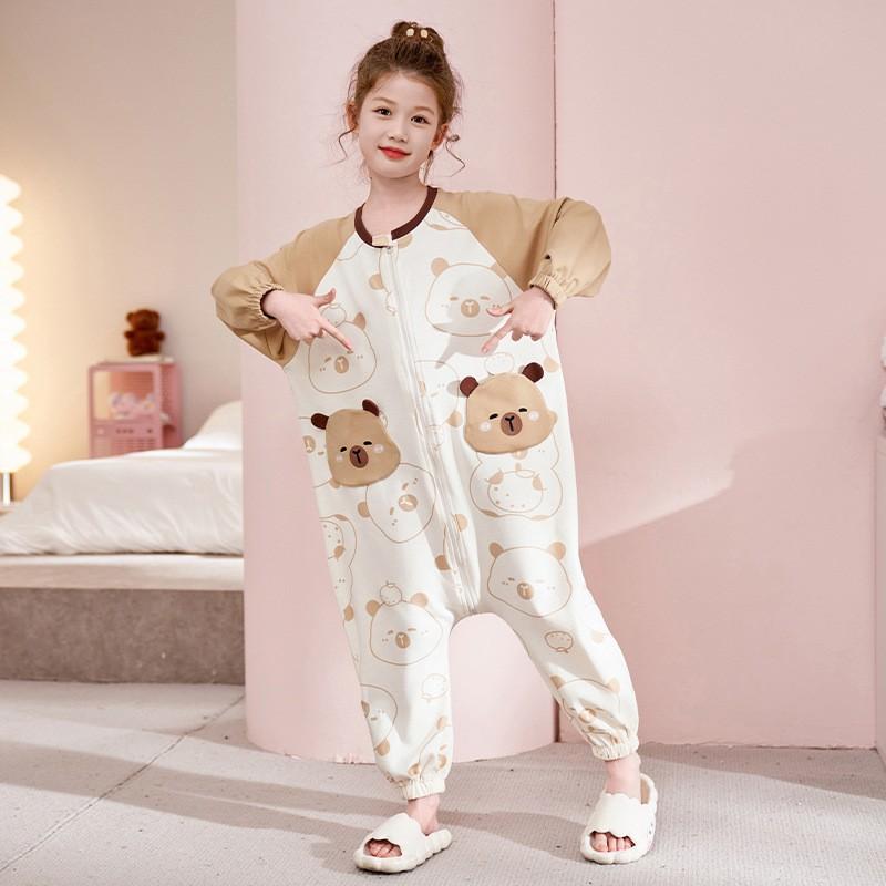 Girls Cotton Long Sleeve Zipper Pajama Set Cartoon Print Sleepwear Kids Ages 8 Fall Home Wear