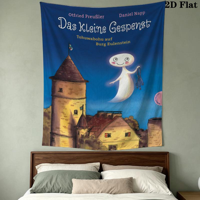Das Kleine Gespenst Wall Tapestry Aesthetic Wall Hanging Printed Fabric Blanket Decorative Tapestries For Bedroom Living Room Home Decor