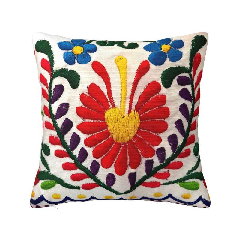 Mexican Flower Patchwork Print Cushion Cover x cm Polyester Velvet Throw Pillow Case For Sofa Decoration Bedding Pillowcase