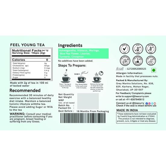 Чай TEACURRY Anti Age (Упаковка на 1 месяц, 30 чайных пакетиков) - Помогает против морщин, придает коже сияние, ухаживает за волосами, предотвращает преждевременное старение - чай против старения для женщин