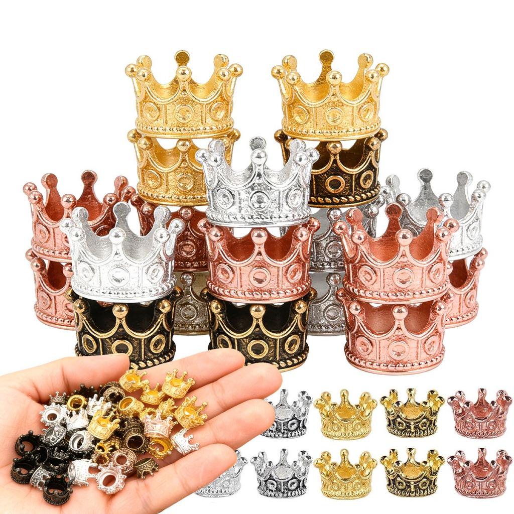 14Pcs Vintage Alloy Crown Miniatures - Gold Craft Decor for DIY Model Making, Home Handicraft, Mother's Day Party Supplies, ZSY