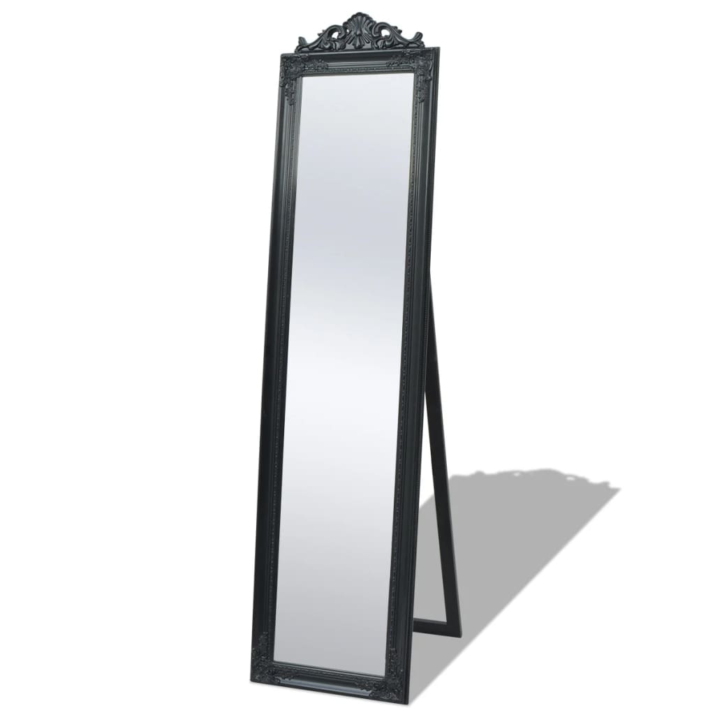 Baroque Style Floor Mirror 160 x 40 cm Black