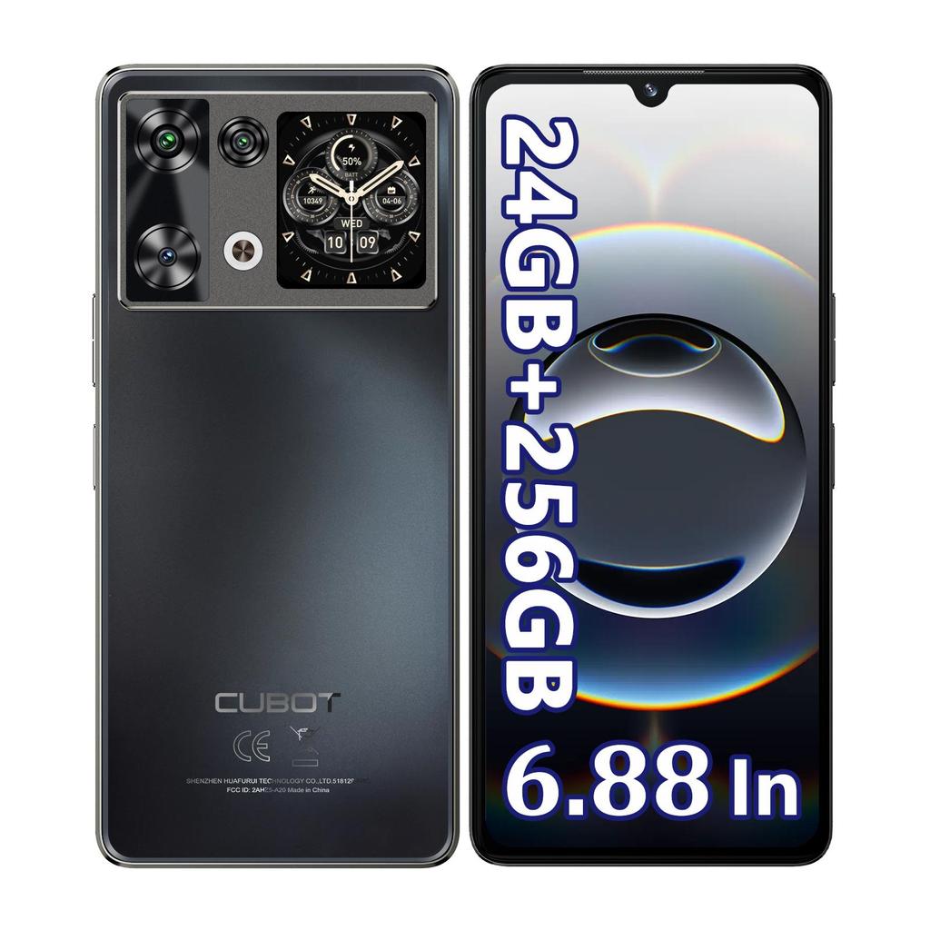 Смартфон CUBOT P90 Android 15, 24 ГБ ОЗУ + 256 ГБ ПЗУ, 6,88-дюймовый HD+ дисплей 120 Гц, 1,72-дюймовый задний сенсорный экран, 64 Мп + 16 Мп, 5100 мАч, NFC/Распознавание лица/Отпечаток пальца