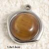 2 шт. Винтажный кулон из тигрового глаза Солнце Овальный Круглый Серебристый Цвет Нержавеющая сталь Шармы Для изготовления ювелирных изделий Натуральный камень