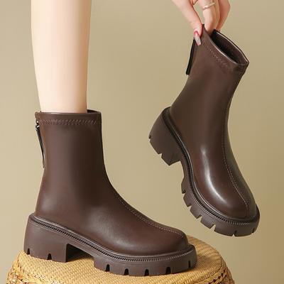 Ботильоны женские на платформе, зимние ботинки на среднем каблуке, дизайнерские туфли в стиле ретро, классические кожаные ботинки челси, трендовые готические ботинки Zapatillas Mujer