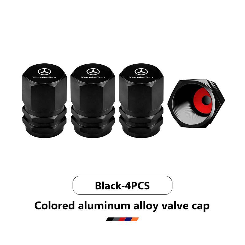 For Benz Car Logo Tire Valve Stem Caps Aluminum Alloy Wheel Dustproof Valve Stem Cover AMG Exclusive W204 W222 W205 W203 W213 PE3