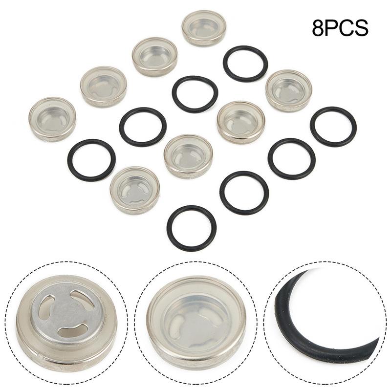 Replacement 8pcs 18mm Motorcycle Brake Master Cylinder Sight Glass with Gaskets for Efficient Brake Fluid Sealing
