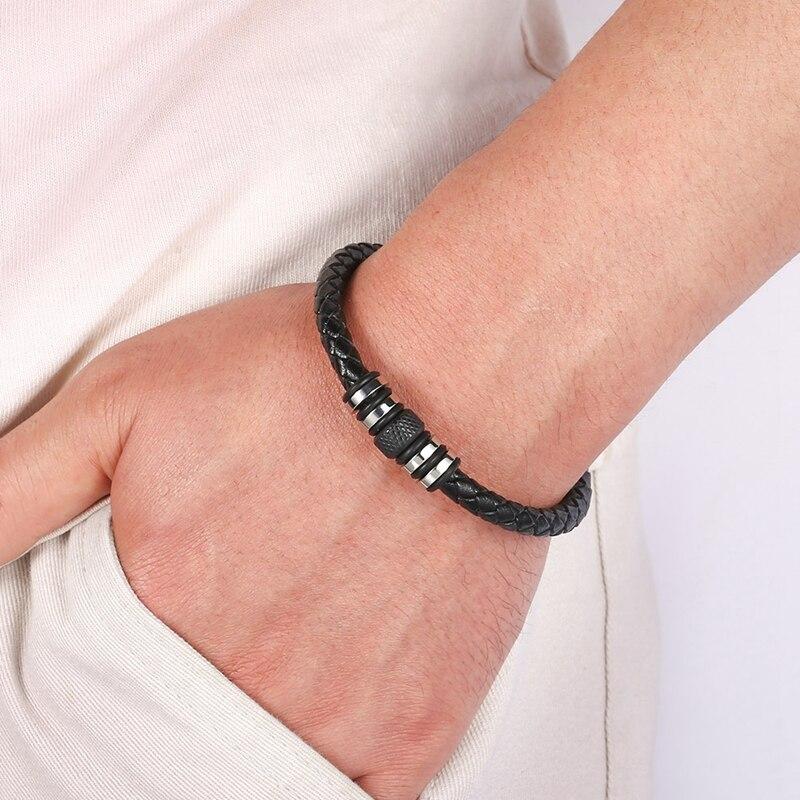 New Luxury Genuine Leather Bracelet Combination 3 Colors Men Bracelets Woven Bracelet Men Birthday Gift