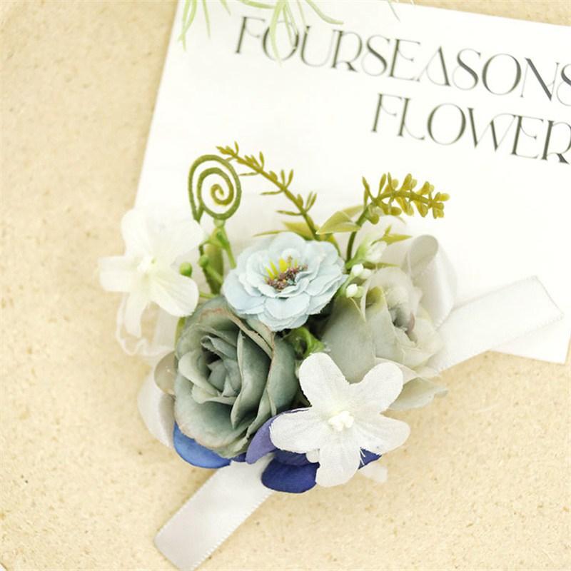 Гость, банкет, вечеринка, свадьба, стиль Мори, наручные цветы, свежий синий цвет, корсаж