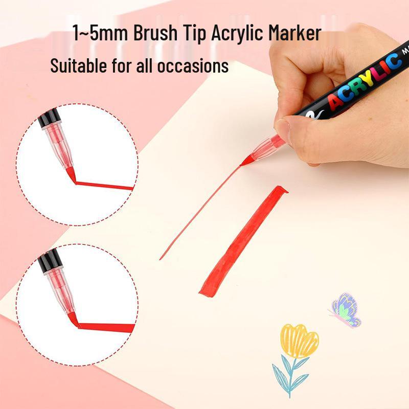 8101 Акриловые маркеры с мягким наконечником - 12/24 цвета для студенческого творчества, DIY и граффити