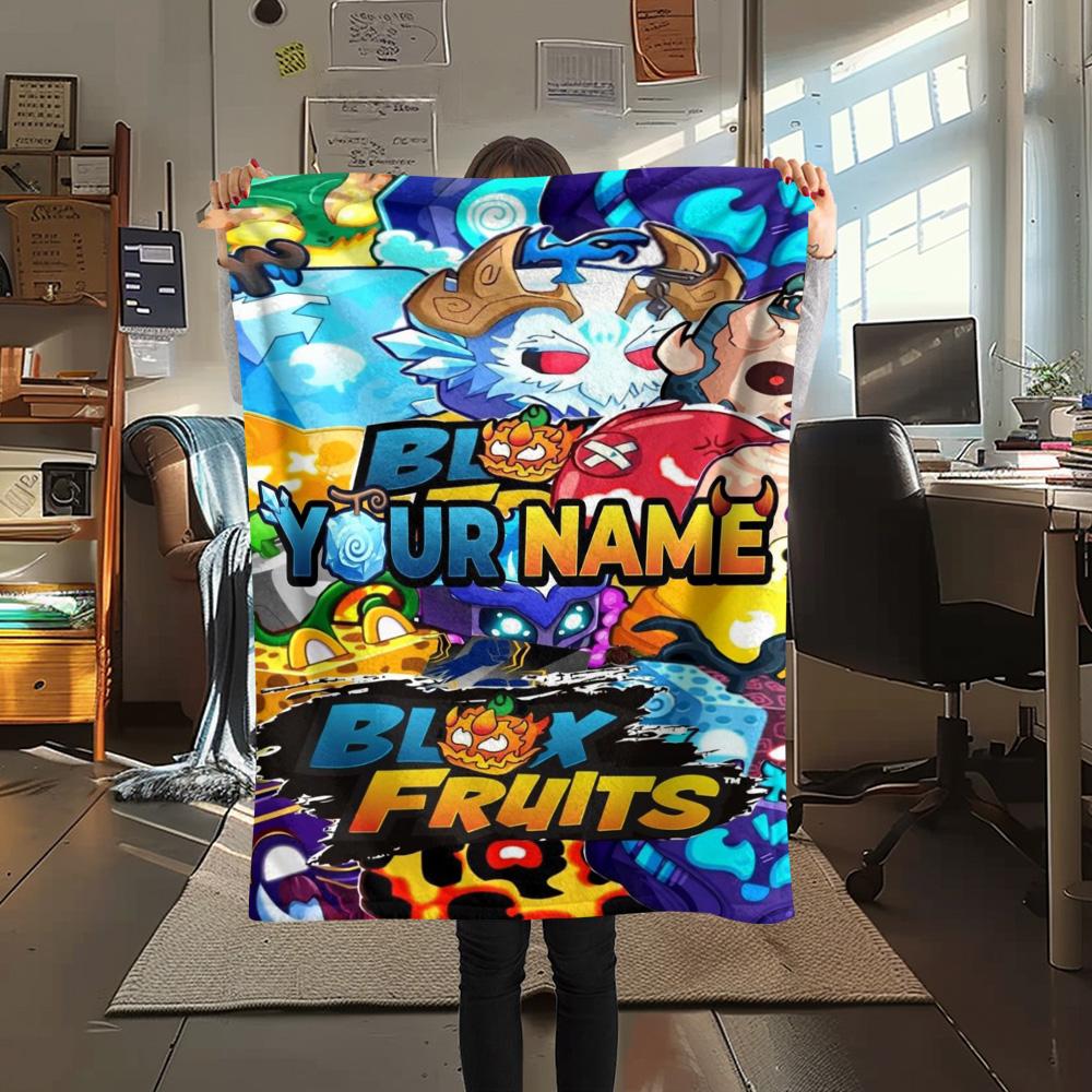 1PC Bloody Fruits Adventure Custom Name Patterned Flannel Blanket Suitable For All Seasons For Home Decor Warmth And Comfort Gifts Holiday Present