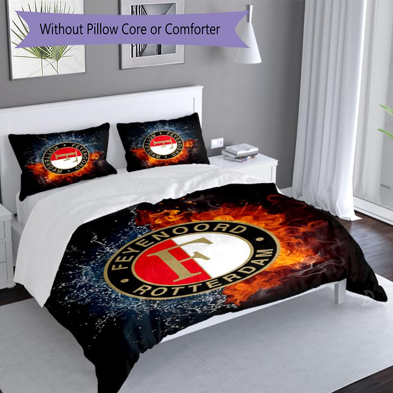 3pcs Feyenoord Rotterdam logo Duvet Cover Set, Includes 1 Duvet Cover and 2 Pillowcases,Skin-Friendly&Comfortable Fabric,Suitable Bedding Sets