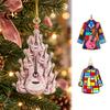 Acrylic Christmas Tree Ornaments Guitar Ornament, Patchwork Jacket Butterfly Flat Hanging Pendant Colorful Ornament Gifts with Gold String for
