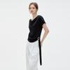 ELLE Приталенная футболка с драпировкой на шее и короткими рукавами