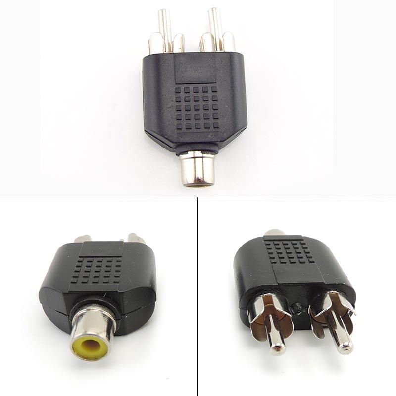2 RCA Y Splitter Connector AV Audio Video Plug Converter Cable Male Female Plug 2 In 1 Adapter