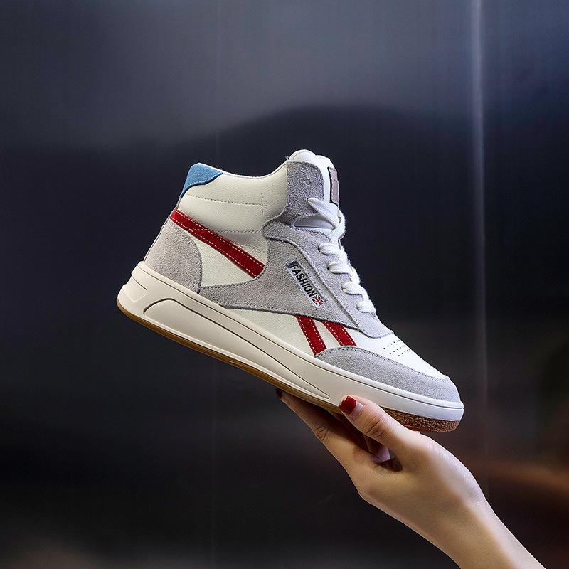 2024 Новые женские кроссовки для девочек осень-зима из натуральной кожи повседневные высокие спортивные туфли женские плюшевые ботинки