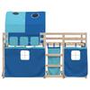 Bunk Bed with Curtains Blue 80x200 cm Solid Pine Wood