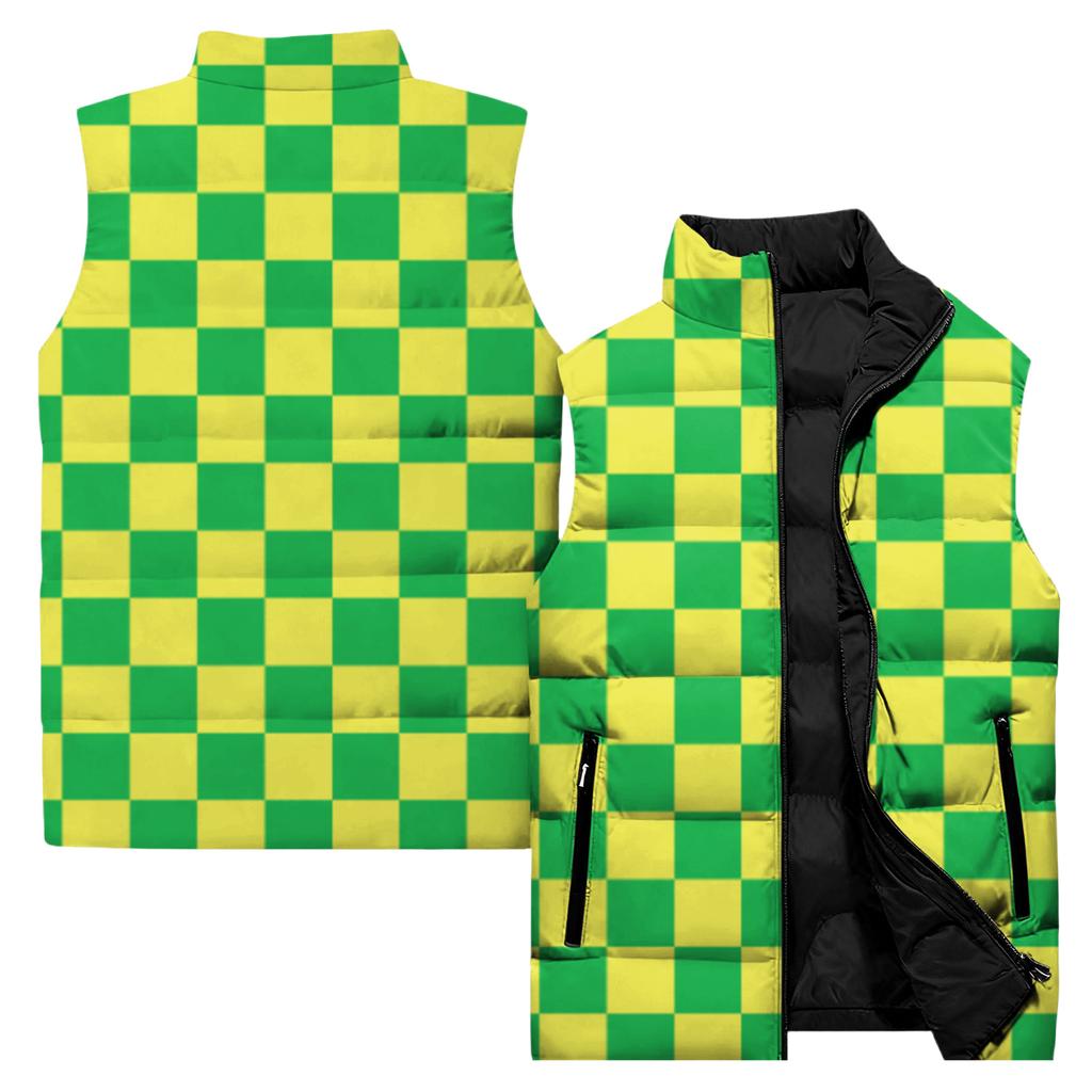 Ladies' Casual And Fashionable Sleeveless Vest Square Pattern Printing Cotton Jacket