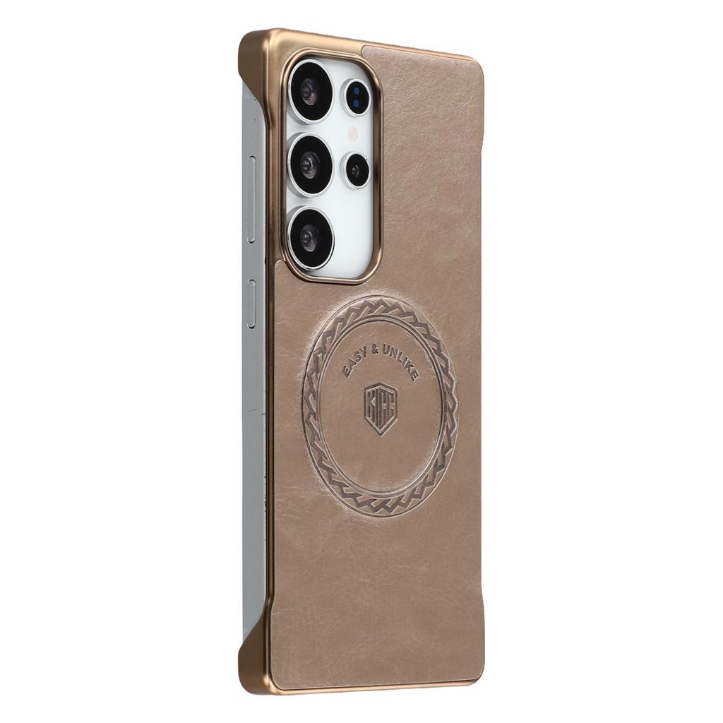 KIGC Магнитный чехол для Samsung Galaxy S25 Ultra Гальваническое покрытие ПК+ПУ Задняя крышка для телефона