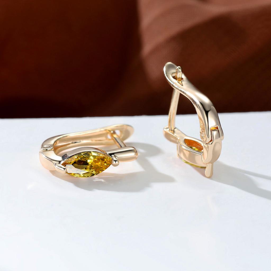 Винтажные серьги золотого цвета, 1 пара, белые, красные, синие, зеленые, цвета морской волны, черный камень, висячие серьги, женские клипсы, ювелирные изделия