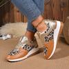 24 Autumn Leopard Print Sports Single Shoes Women's Round Head Lace-up Wedge Heel Platform Shoes Casual Large Size Women's Shoes
