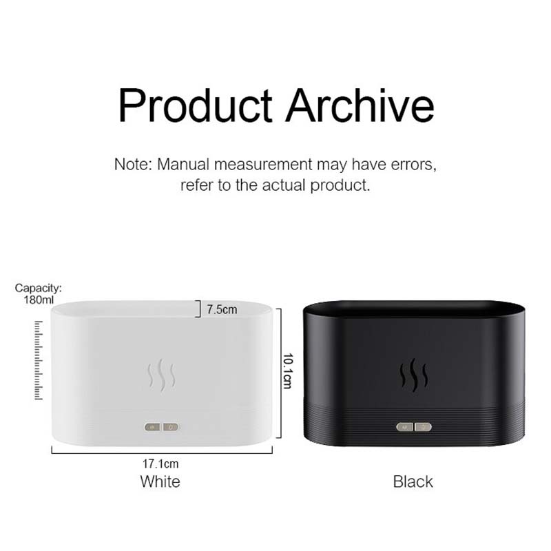 Electric Essential Oil Diffuser Humidifier Flame Light Effect 2 Brightness Levels for Aroma Household