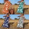 Summer Ladies A Line Dress With Geometric Print And V Neck For Casual Wear