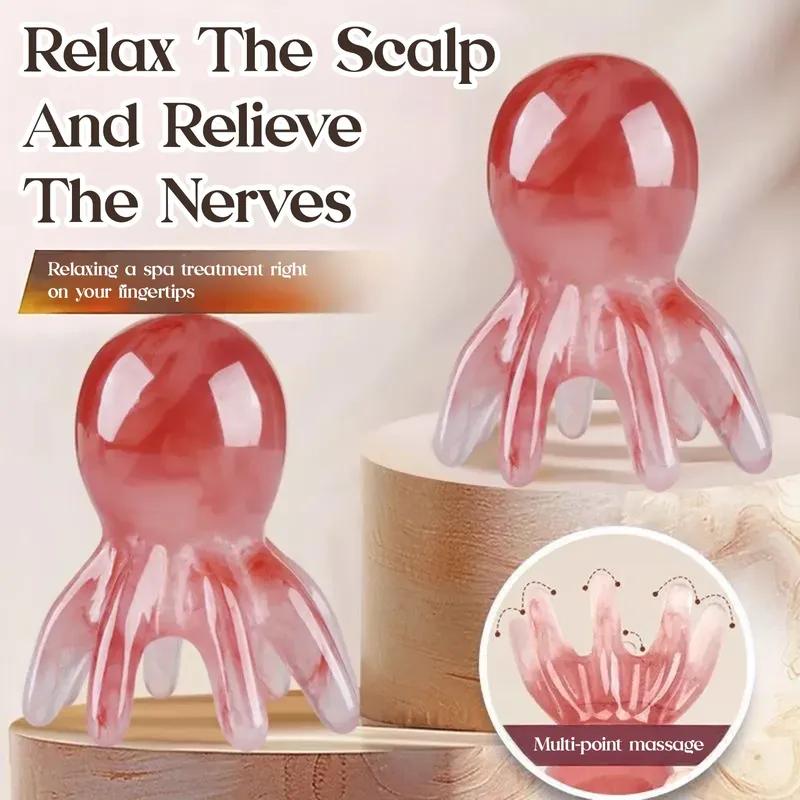Cute octopus scalp massage comb (resin material) for hair care, soothing and stress relieving, head massager