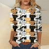 Spring and Autumn Round Neck 3D Cute Cat Printed Top Fashionable Casual Long Sleeved Women's T-shirts