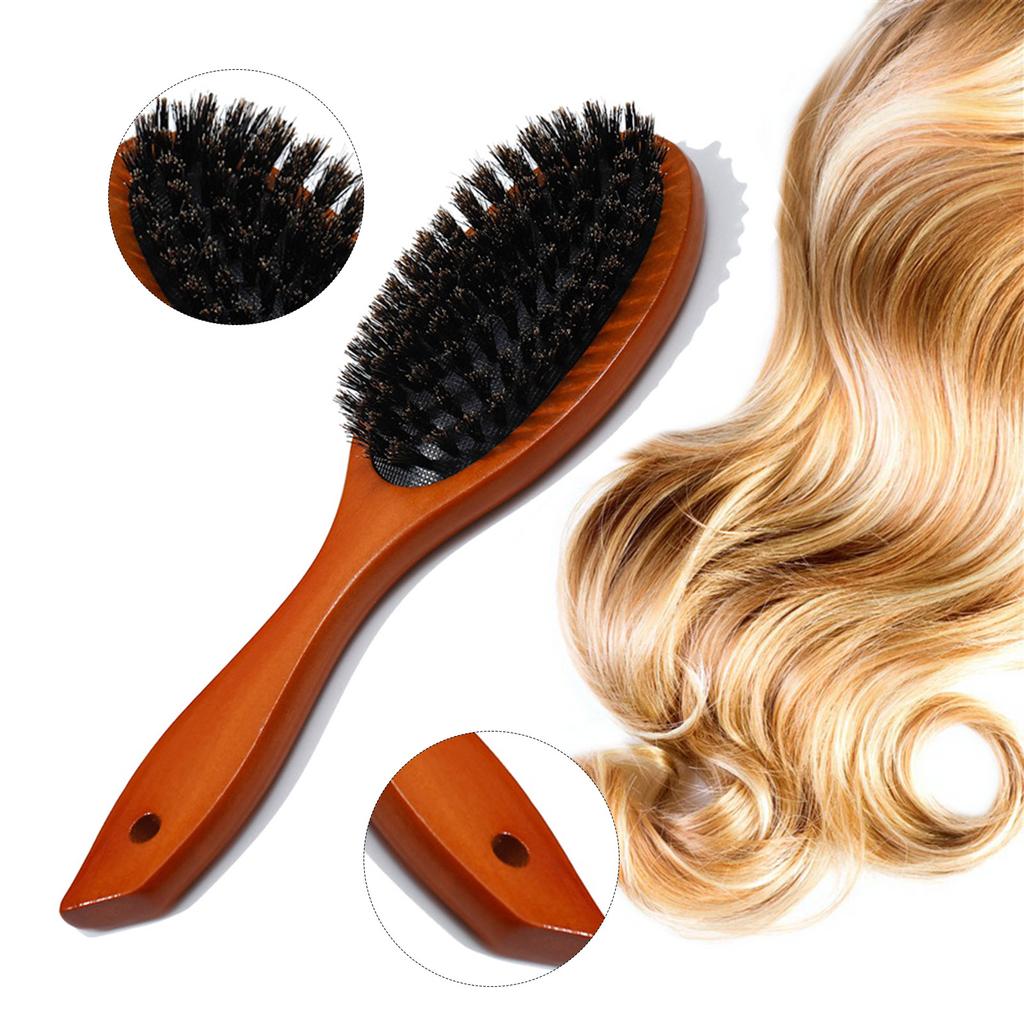 Air Cushion Hairbrush Paddle Comb Natural Bristle Hair Brush for Scalp Massage Wooden Handle Hair