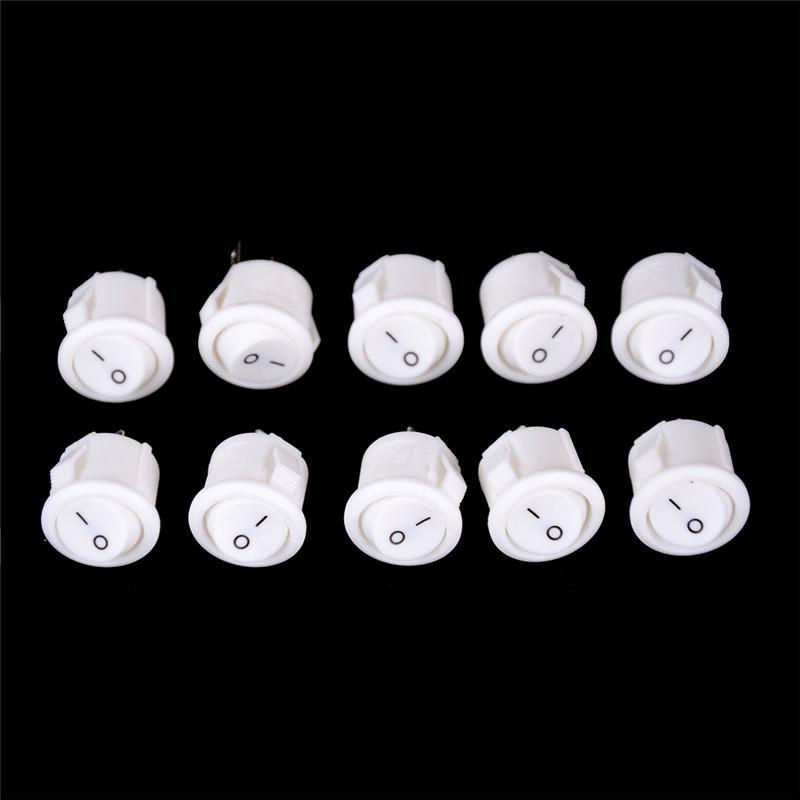 10Pcs 16Mm Diameter White Round Boat Rocker Switches Mini 2Pin On-Off Switches 3A/250V