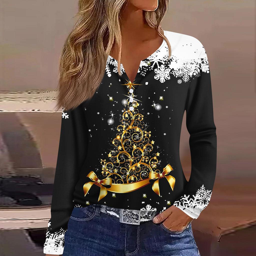 Women's Fashion Casual Floral Print V Neck Long Sleeved Button Up T Shirt Top Long Sleeved Top