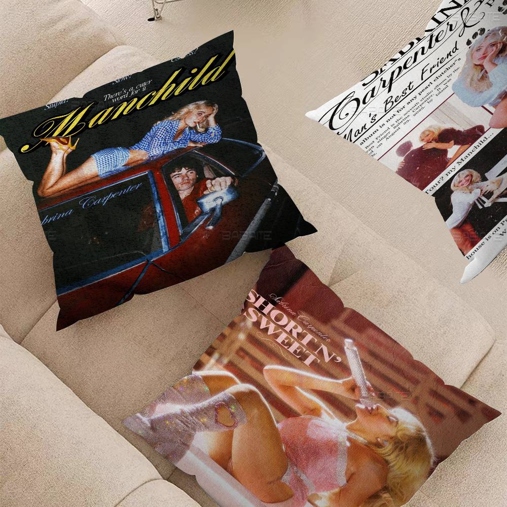 S-Sabrina C-Carpenter Cushion Cover Car Throw Pillow Case For Sofa Car Christmas Gift 40x40cm 45x45cm
