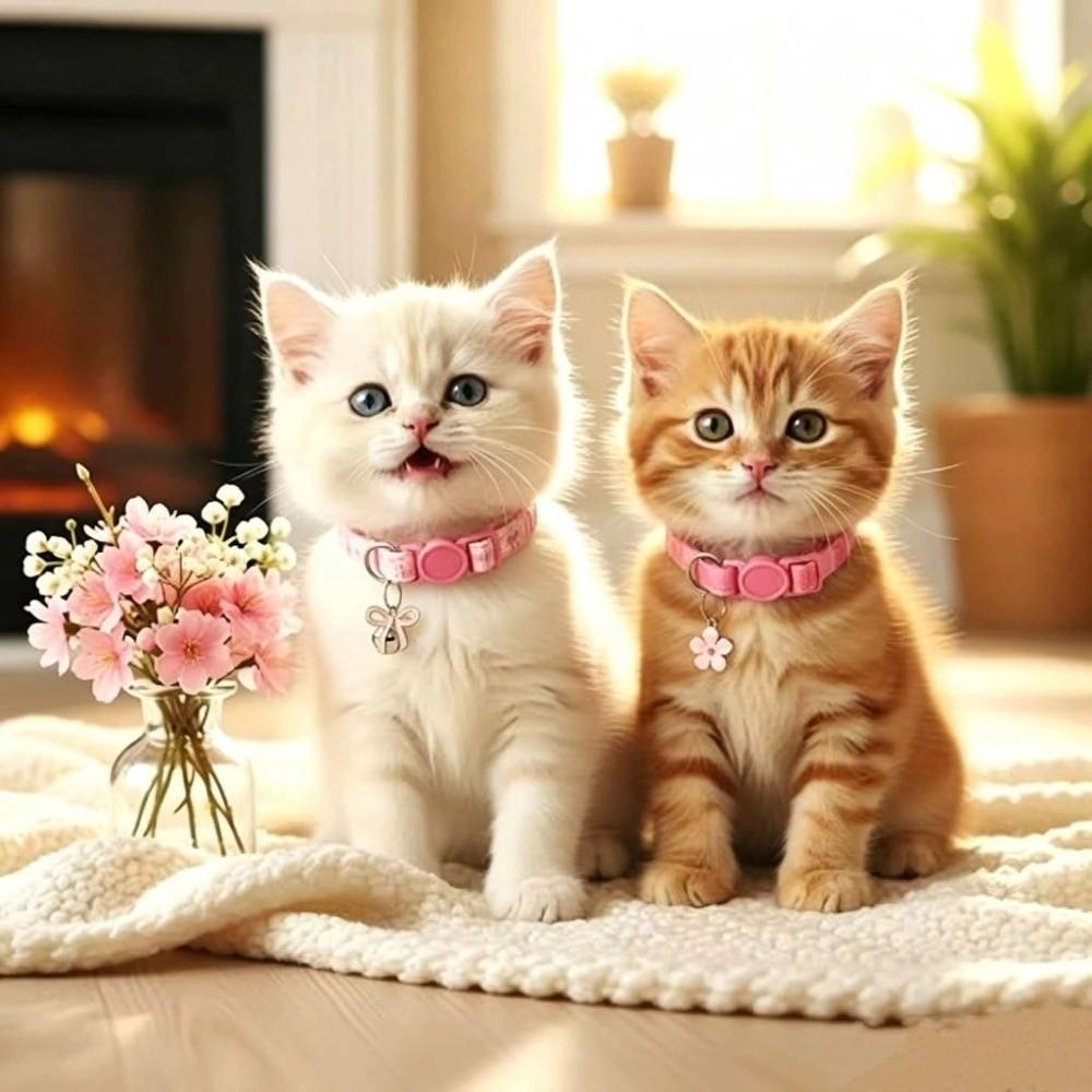 Adjustable Collar Pet Collar Bell Pendant Kitten Collar Cute Cat Neck Collar Cats Kittens