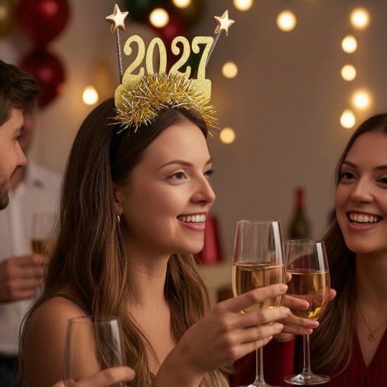 Праздничные Очки 2 шт. Новогодние Очки 2027, Пластиковая Рамка с Блестками и Цифрами, Цветные Праздничные Очки для Вечеринок, Блестящие, Унисекс