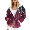 Женская мода повседневная рождественская принтовая толстовка зимняя с длинным рукавом кардиган куртка с карманом на молнии толстовка с капюшоном куртка