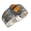 Tiger Eye Gemstone Handmade 925 Sterling Silver Cuff Bangle Adjustable Q0V16