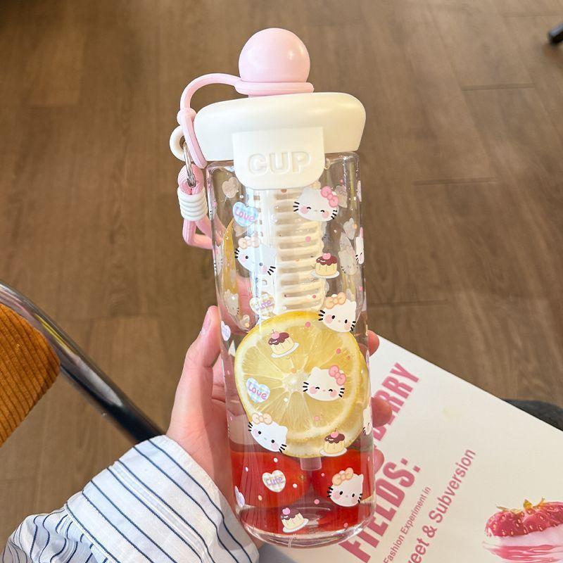 New stainless steel float thermos cup high value outdoor portable rope straw cup cute cartoon water cup