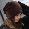 Женская шапка-бини эластичная мягкая однотонная мешковатая объемная теплая без полей плюшевая женская зимняя шапка модные аксессуары