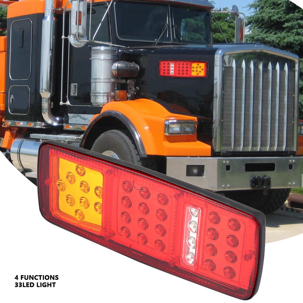 1 Pair LED Indicator Lights Rear Tail Brake Reverse Lamp for 12V Trailer Truck RV