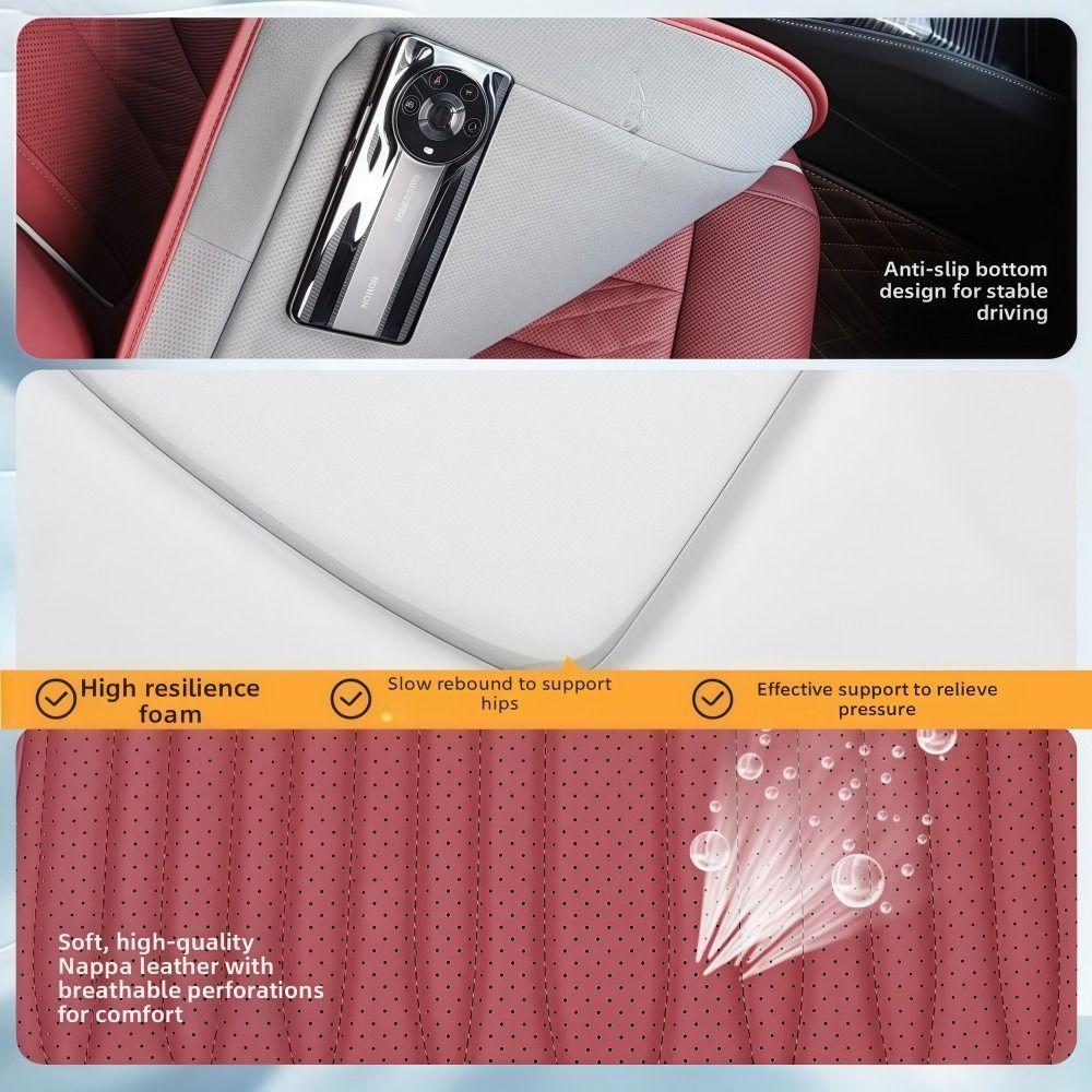 Breathable Car Seat Pad Nappa Leather Four Seasons Cushion Auto Universal