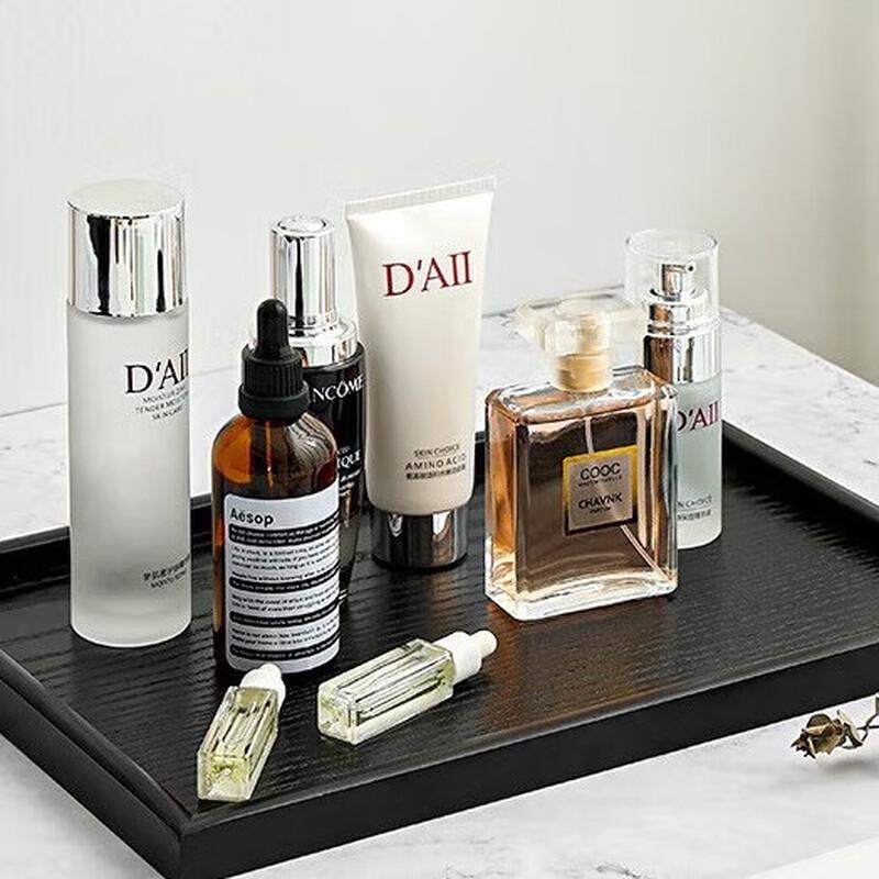 Japanese Black Wooden Rectangular Serving Tray 25x18cm