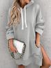 Fashion Woman Pullover Casual Solid Color Trend Side Split Loose Long Sleeve Drawstring with Pocket Women's Hooded