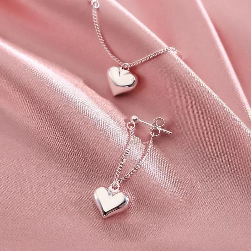 Boucle D’oreille Femmes Heart Chain Earring Jewelry Sterling Earrings For Women Party Accessories Gift Heart Earrings