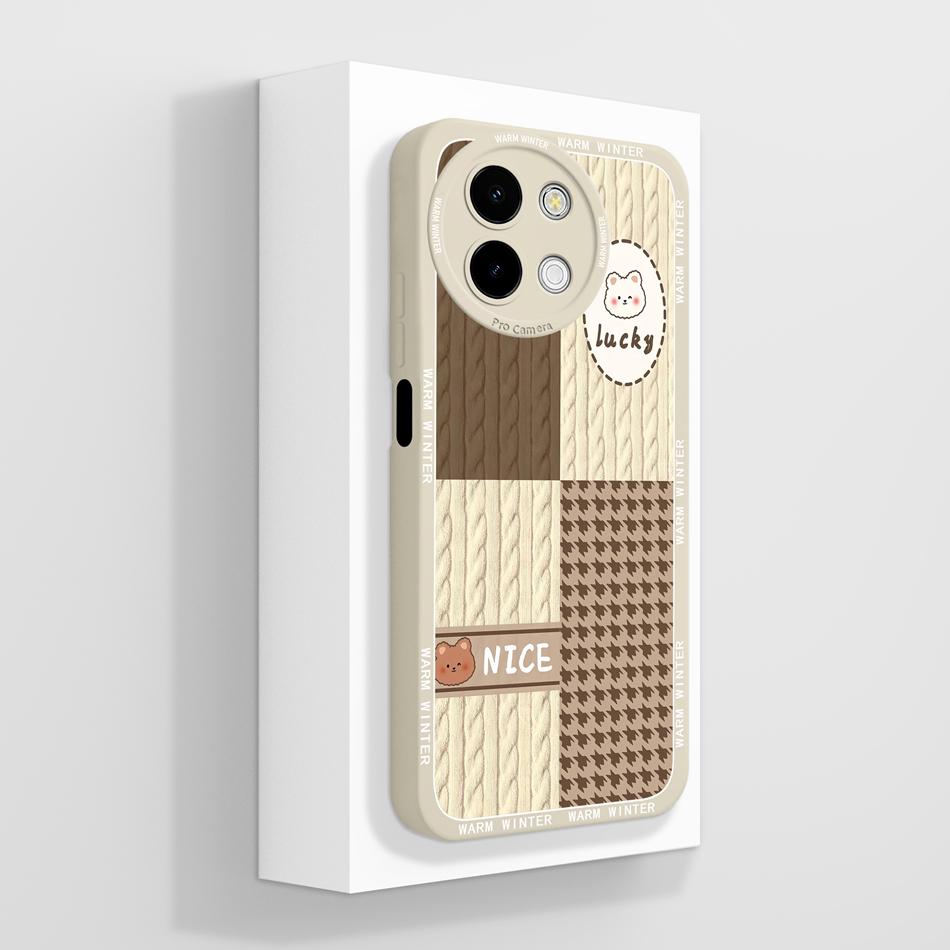 Case For Vivo Y38 Y58 T3X Y200i Y200T 5G Cute Panda Funda Soft Liquid Silicone Camera Protection Back Cover Shockproof Bumper
