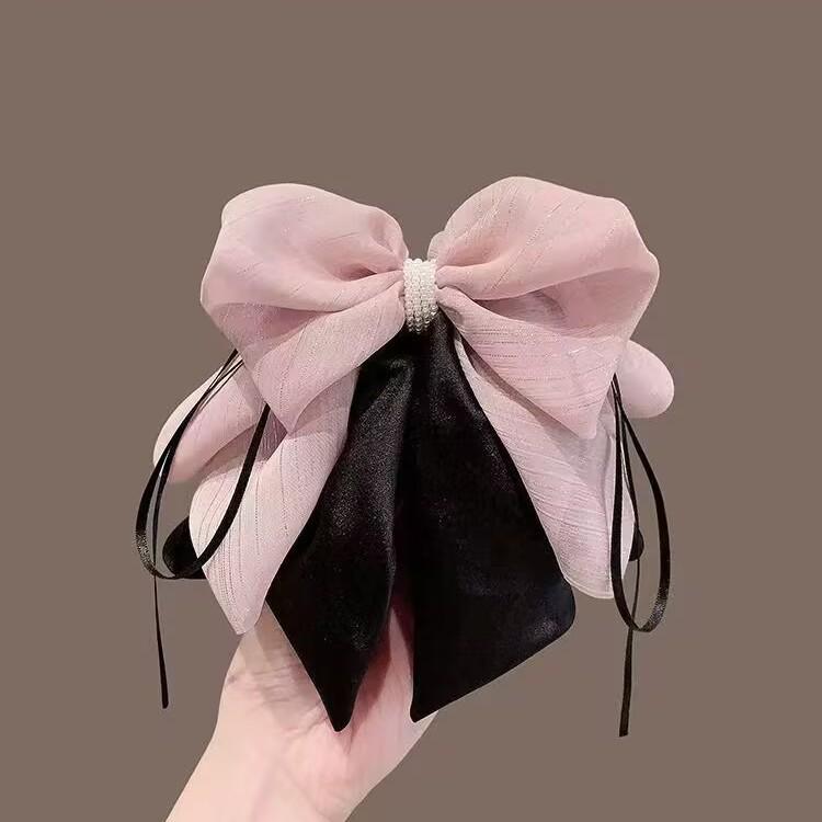 Large Summer Lace Edge Bow Claw Clip Hair Accessory for Women - Multi-Layer Feather Design