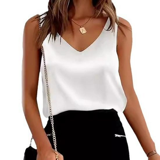 Повседневная майка-топ без рукавов с V-образным вырезом для лета